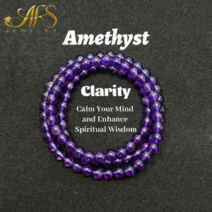 AFS Crystal Intuition Master Bracelet Amethyst Stone for Spiritual Wisdom & Inner Peace Purple Crystal Jewelry for Stress Relief & Psychic Protection Gift for Healers & Meditators