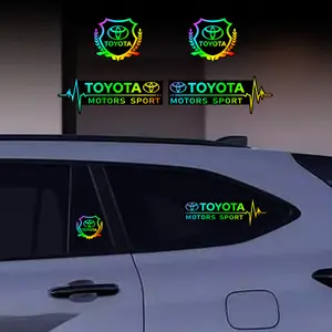 4pcs car stickers for Toyota (33 other logos optional) seven-color gradient PC laser color gradient decals. Car stickers. Colorful colors, changing with the light.