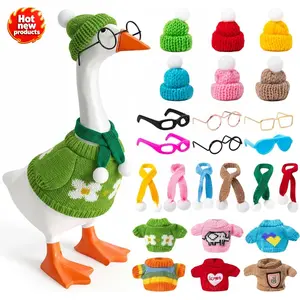 24 Pcs 7 Inch Desk Goose Outfit Set - Knit Sweaters Hats Scarves & Sunglasses | Cute Winter Costume for Mini Magnetic Porch Goose Statue (Goose Not Included)