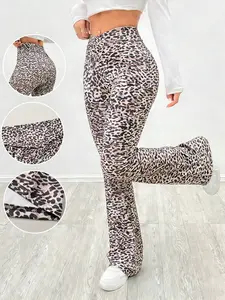Women's Leopard Print High Waist baggy leggings, Cross Waist Design, Tummy Control, Elegant Tight-Fitting Leggings for Daily Wear & Fitness