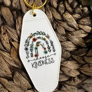 Boho floral Kindness Motel Keychain
