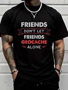 100% cotton Geocaching T Shirt for Geocacher Friends Men Graphic T-Shirt Cotton Print short Sleeve Casual Top, Summer Tee Mens Tops