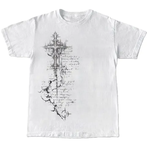 Gothic Scripture Cross T-Shirt, Dark Academia Crucifix Scroll Graphic Shirt, Vintage Emo Grunge Aesthetic Streetwear Tee, Crew Neck, Short Sleeve, Cotton, Gift for Aesthetic Him Her, Men And Womenswear Top