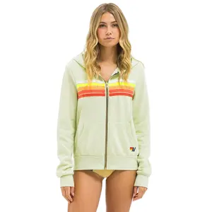 5 STRIPE HOODIE - LIME CREAM // WHITE NEON