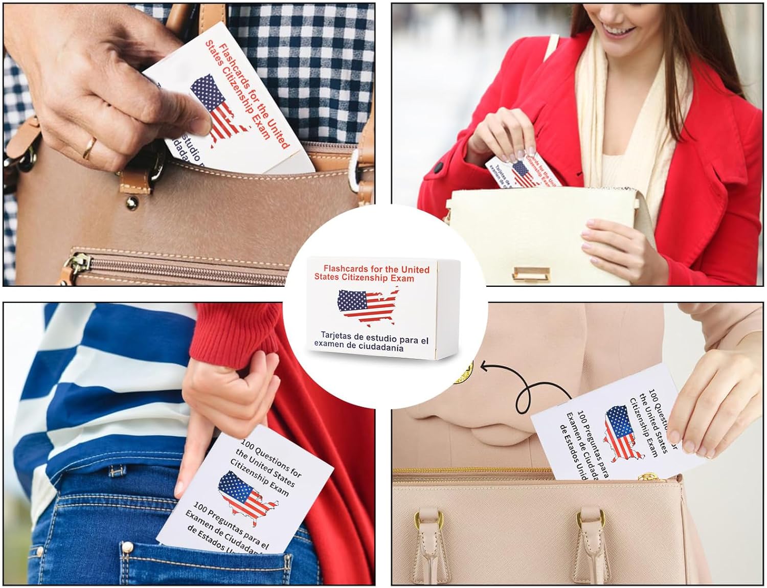 U.S Citizenship Flash Cards 2026 -English/Spanish,Naturalization Study Guide with 100 US Civics Questions & Answers, US Civics Test Flash Cards Combo Set, Set with Bilingual Booklet