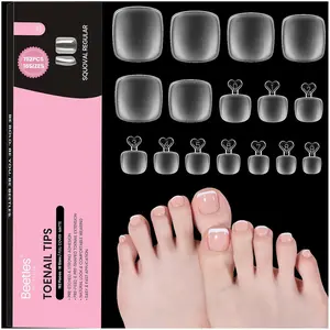 Beetles Toe Nail Tips Square -  Full Cover Nail Tips Fake Acrylic Toe Nail Pre-etched Double Matte Press on Toenails, Soft Gel Toe Nail Extensions for Women Fall Nail Thanksgiving Gift Black Friday Winter Nail Christmas Gift