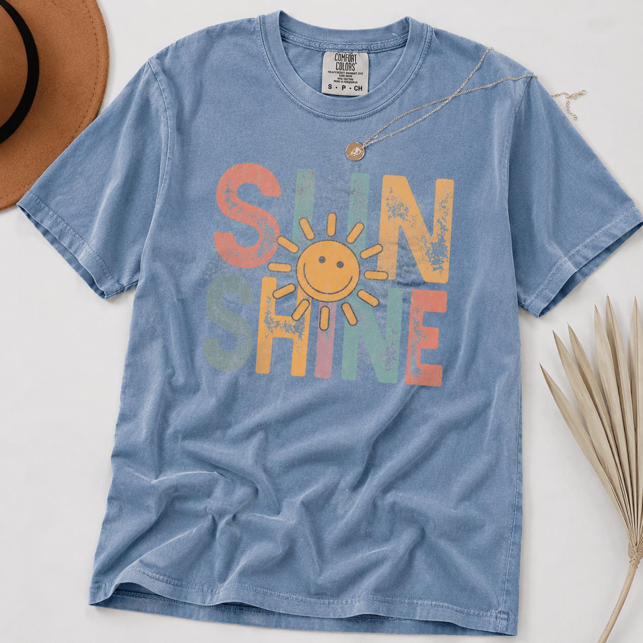 Comfort Colors Vintage Sunshine T-Shirt, Hello Sunshine T-Shirt, Retro Beach Vacation T-Shirts, Beachy Vibes Tee, Retro Vacation Tshirt – Printfamily