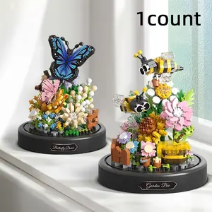Insects, flowers, bonsai, building blocks, bees, butterflies, bonsai models, dust covers, assembled toys, puzzle toys, holiday gifts, creative building blocks, desktop decorations, ornaments, preferred gifts for friends and lovers, romantic holiday gifts