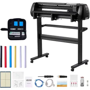 VEVOR Vinyl Cutter Machine, 34 inch Max Feed Width, Dual Blades, Adjustable Force and Speed, LED Display, Vinyl Plotter Cutter Printer Bundle with Sticker Sheets, Transfer Film, Signmaster SoftwareVEVOR Super Brand Day