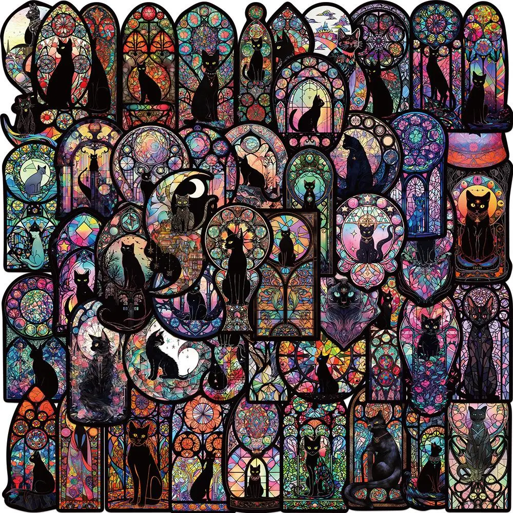 Decorative stickers Gothic Style Black Cat Pattern Sticker, Waterproof Self Adhesive Decor Paper, Car Accessories, DIY Decorative Sticker for Car Window Bumper Gift Greeting Card Water Bottle Laptop Phone Case