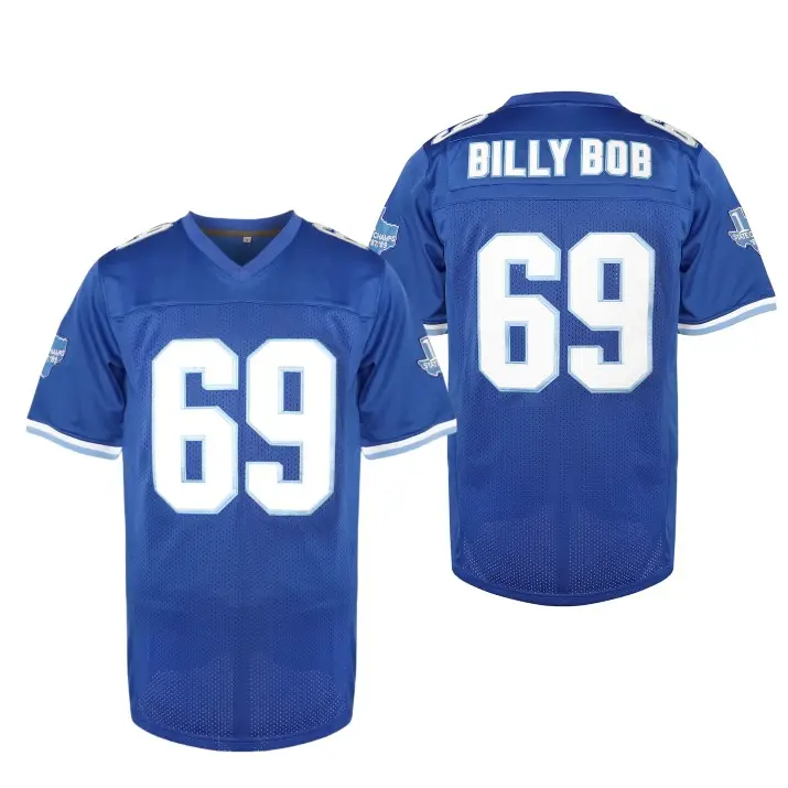 Men's Billy Bob Jersey #69 Texas Football Jersey Blue Color Stitched Size S-8XL, V-neck Short Sleeve Rugby Shirt,travel essentials,camping essentials