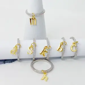 Initial Hoop Rings, Post Hypoallergenic Small Gold Huggie Hoop Rings, Dangle Rings for Women Girls Jewelry Gifts for Women Mom