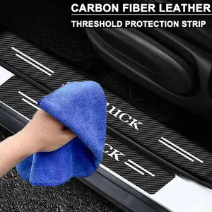 For Buick Car Door Threshold Carbon Fiber Door Sill Protection Strip Scuff Plate Decorative Sticker Badge Accessories