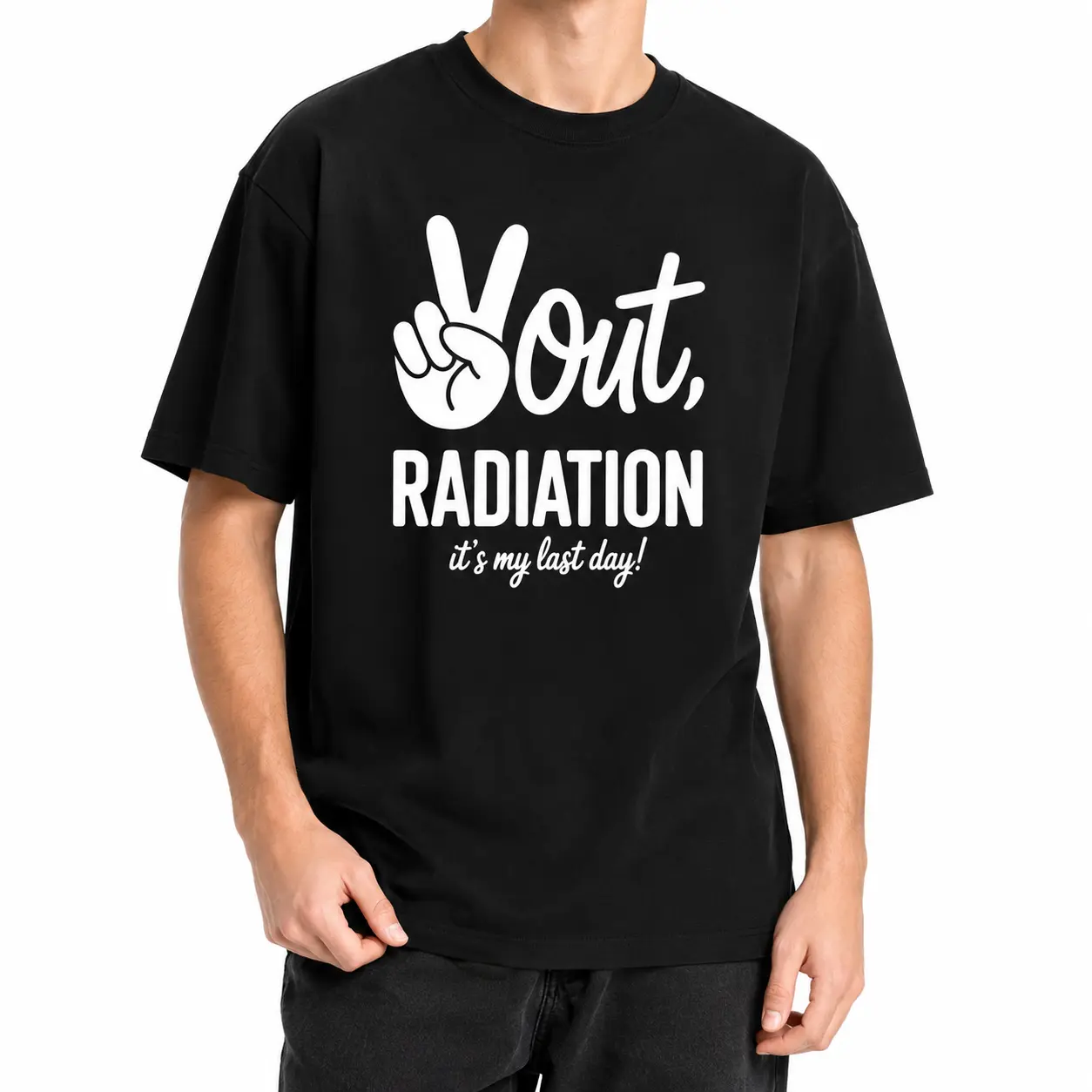 Out Radiation Last Day Letter Print T-shirt, Funny Quote Shirt, Black Shirt Tee Top for Men Women Unisex, Harajuku Streetwear, Oversized Casual Sweet Wear Outfit, Graphic Tee, Everyday Fashion Gift