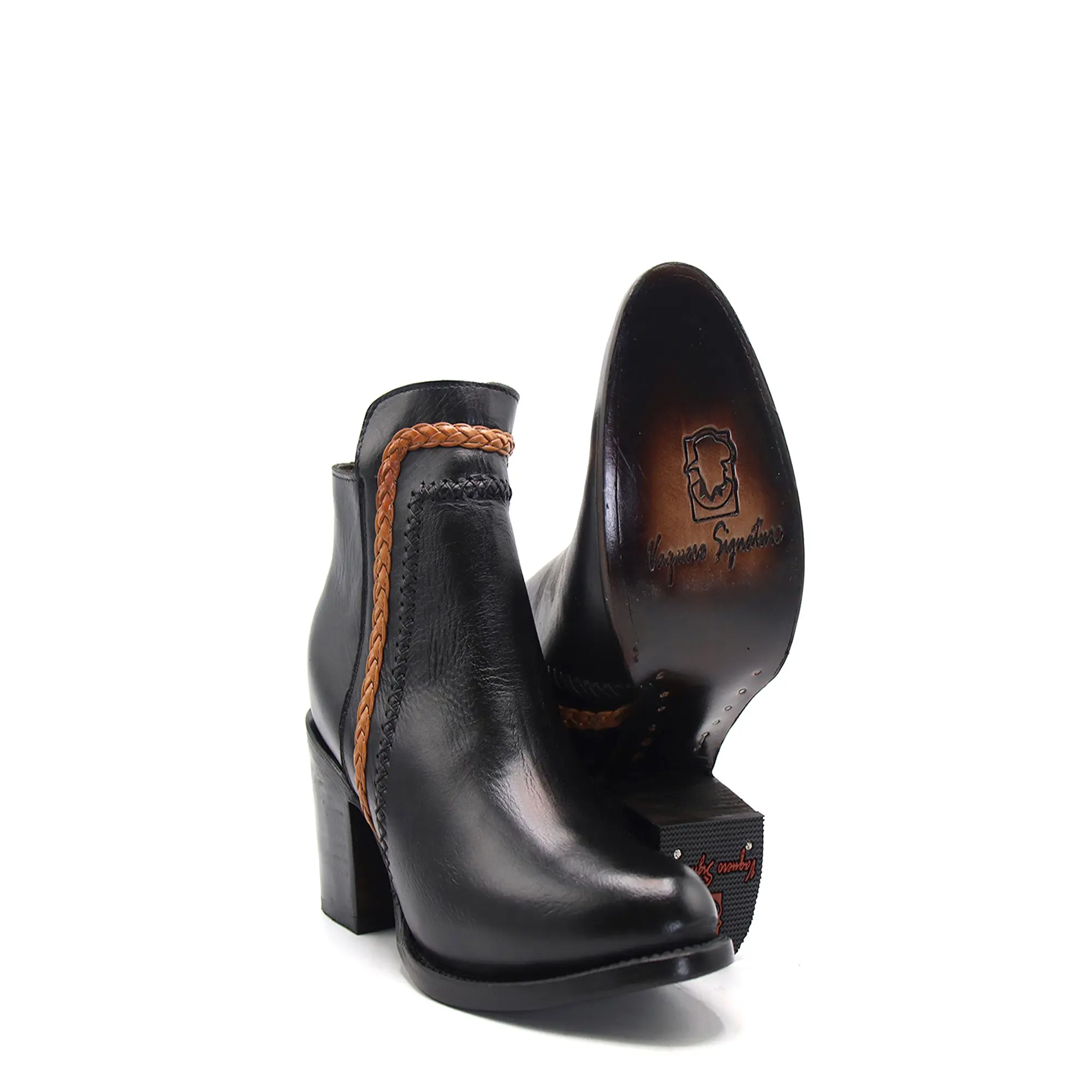 2118083101 - Vaquero Signature Women's Botineta Flor Entera Black