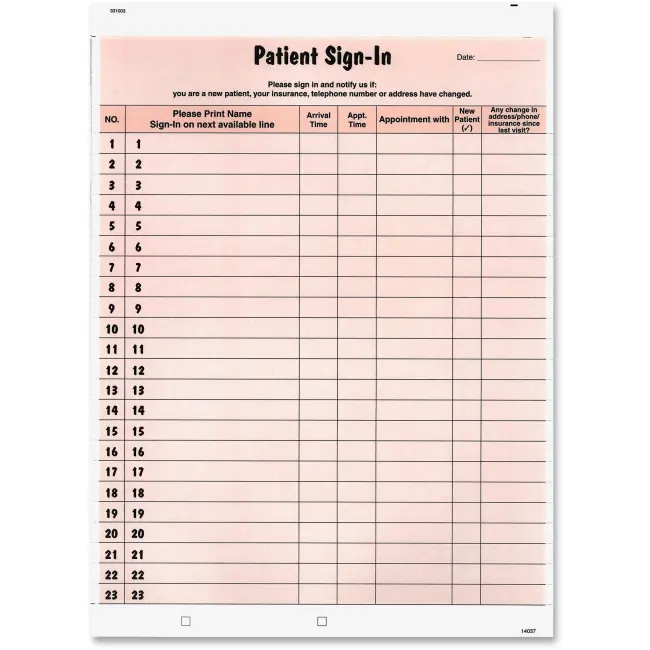 Tabbies Patient Sign-In Label Forms, 125 Forms, 2,875 Patients Capacity, Confidential Daily Log, HIPAA Compliant, Numbered Label Strip – Office Stationery Supplies for Medical Facilities