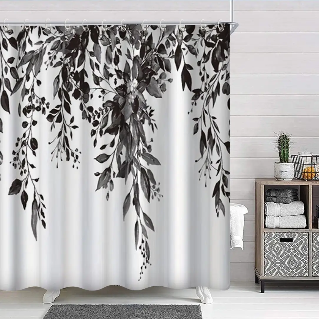 Leaf Pattern Shower Curtain, 70.9x70.9 Inches, Modern & Traditional Style, Easy Installation, Natural Inspired Design, Durable Polyester Fiber, Bathroom Supplies