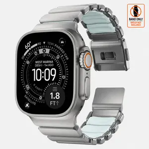 Luxury Titanium and Silicone Dual-Layer Hybrid Band, Compatible with Apple Watch Ultra 3/2/1, Series 11/10/9/8/7/6/5, SE 3/2/1, Dual-Color Fashion Design, Silicone Inner Lining Anti-Slip & Corrosion Resistant, Fits 49mm 46mm 45mm 44mm Sizes