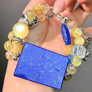058 Lepidolite Lapis Lazuli Kyanite Jewelry Feng Shui Bead Bracelet Gift