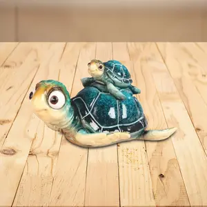 New FC Design 6"W Blue Sea Turtle with Baby Figurine Statue Home/Room Decor and Perfect Gift Ideas for House Warming, Holidays and Birthdays Great Collectible Additio Decoration Ornaments