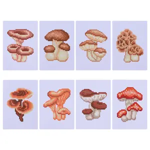 8-Piece Mushroom Diamond Painting Kit, Diamond Pattern Design, DIY Craft Supplies, No Frame Included, Perfect Gift for Crafting Enthusiasts, Birthday Present Ideas