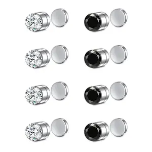 Unisex Street Trend Rhinestone Decorated Magnetic Stud Earrings, Trendy All-match Stud Earrings & Nose Rings Without Piercing, Fashionable Party Jewelry As Birthday Gift for Friends
