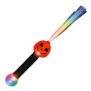 212 MAIN Magical Multicolor Fiber Optic Light-Up Halloween Wand - LED Light Wand with Crystal Ball, Crystal Prism, Spooky Home Decoration, Ideal Door & Garden Supply Gift