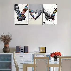 Hand in Hand Pattern DIY Handcraft Diamond Arts Colorful Painting Kit without Frame, 3 Counts/set DIY 5D Diamond Arts Colorful Painting, Wall Art Decor for Home, Diamond Painting Kits
