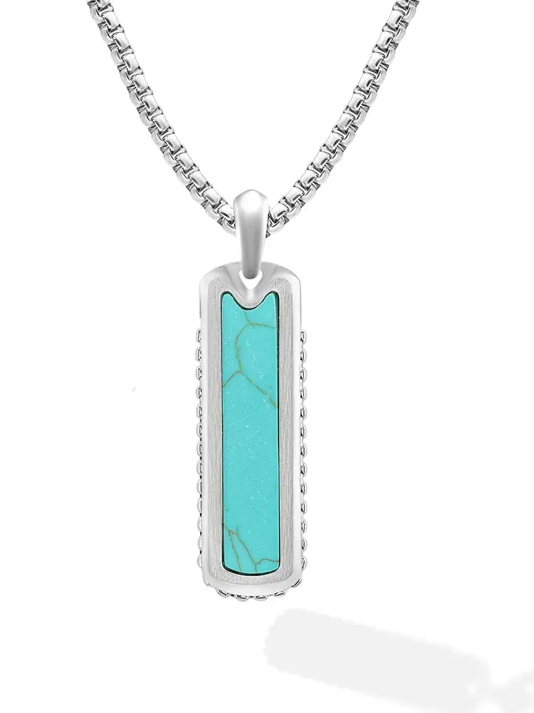 RTZN Turquoise Column Pendant Necklaces for Men