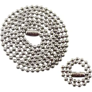 Stainless Steel Military Dog Tag Chain Set with 27 inch and 4.5 inch Ball Chains, 2.4mm #3 Size Chain