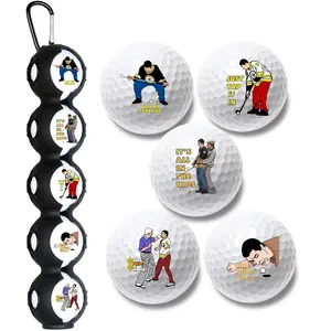 Portable Golf Ball Sleeve Silicone Protective Cover with 5 Gilmore Balls for Golf Accessories for Bags Essential Gear, Creative Christmas Gift For Golf Lovers, Golf Pack
