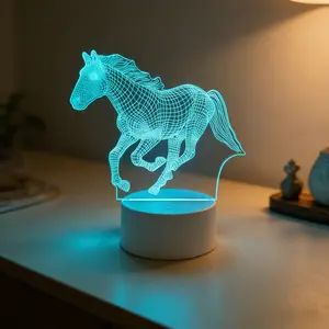 Galloping Horse 3D Night Light - 7 Color Changing with Touch Control, USB Powered LED Night Light, Perfect Gift for Horse Lovers & Home Decor