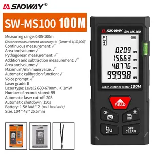 Sndway Laser Distance Meter 100m/328ft Digital Laser Tape Measure, High Precision Mini Measuring Tool, Portable Area and Volume Measurement, Laser Range Finder