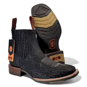 Black Square Toe Black Bull Shoulder _-Hooch Boots