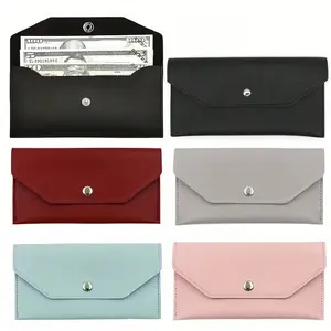 Unisex PU Leather Wallet with Envelope Holder and Coin Pocket, Fashionable Simple Card Case, Lightweight Portable Cash Envelope Card Bag