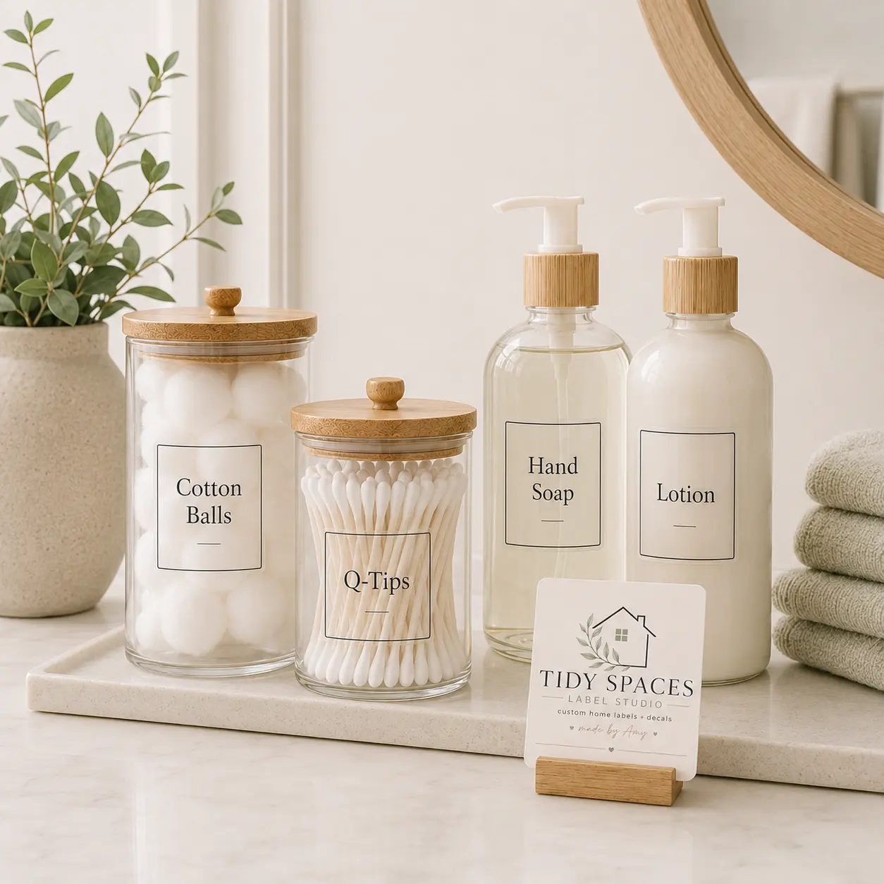 Custom Bathroom Labels for Jars, Bottles & Vanity Organization