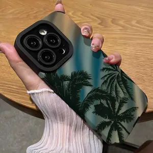 Palm Tree Pattern Phone Case, 1 Count Shockproof Phone Protective Cover, Phone Accessory Compatible with iPhone 16 15 14 13 12 11 Pro Max