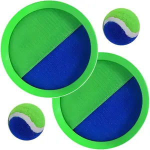Throw and Catch Velcro Ball Set (Hook and Loop), Children's Outdoor Game, Beach Toy, Backyard Sport, Paddle Ball Game (Two Paddles and Two Balls in One Pack)