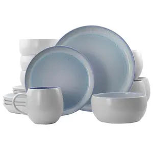 Elama Mocha 16 Piece Stoneware Dinnerware Set