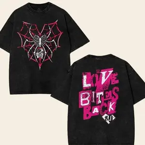 AJ Lee Love Bites Back T-Shirt Wrestling Shirt WWE oversized Fans WWE Tee Menswear Cotton Crewneck Premium American Made Acid Washed 100% Cotton wash unisex graphic casual top Fabric Seamless UXS