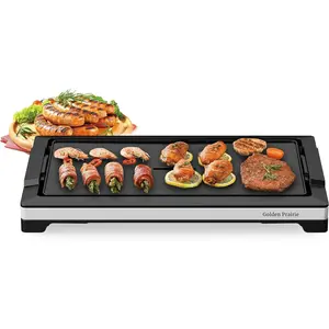 Smokeless Indoor Griddle, Flat Top Grill, 1800W Fast Heat Up BBQ Grill, Large Nonstick Cooking Plate, 5 Levels Adjustable Temperature, Detachable,Cool-touch Handles