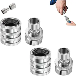 Gradientiscolor Stainless Steel Garden Hose Quick Connect Fittings Set,Pressure Washer Pump Adapter Quick Release Hose Connector,Hose Equipment Adapters in Gardens, Cars and Rvs (2, Silver)