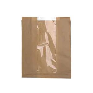 212 MAIN Brown Kraft Gift Bags with Window View, 11.02x7.08x2.75 in Large Pack, Paper Packaging for Home & Festive Party Supplies, Paper Gifts