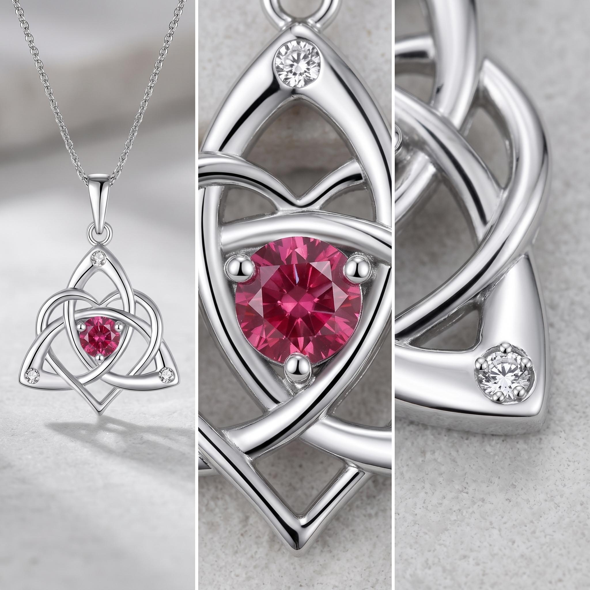 DRINSPER Celtic Birthstone Necklace for Women, Silver Plated Copper Triquetra Celtic Knot Heart Pendant with 12 Birthstone Options, Faith Love Unity Jewelry, Irish Scottish Birthday Anniversary Gift for Women trendy DRINSPER Celtic Birthstone Necklace for Women, Silver Plated Copper Triquetra Celtic Knot Heart Pendant with 12 Birthstone Options, Faith Love Unity Jewelry, Irish Scottish Birthday Anniversary Gift for Women trendy