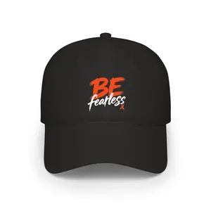 Be Fearless Hat | Multiple Sclerosis MS Awareness Baseball Cap | Orange Ribbon MS Warrior Support | Dad Hat Gift for MS Fighter, Survivor & Caregiver | Embroidered Low Profile Cotton Cap