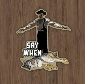 Say When Doc Holiday Coyote Hunting Sticker - Durable Vinyl, Matte Finish, 4 Sizes, Weather-Resistant, Strong Adhesive, Ideal for Laptops & Outdoor Enthusiasts