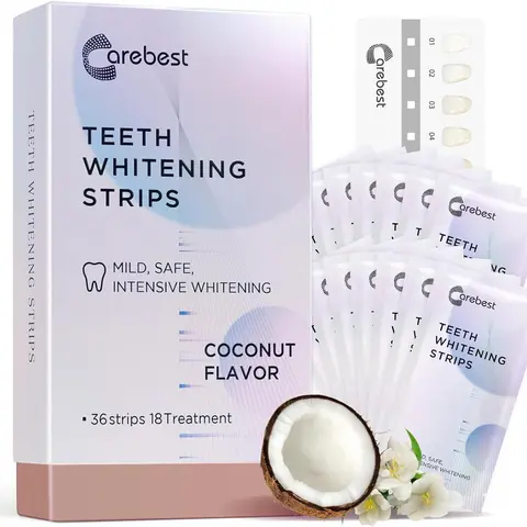 Coconut whitening strips, enamel safe non-slip whitening strips for sensitive teeth,18 teeth whitening sets Mouth Care Gentle Oral Brightening Whiteningstrips Teethwhiteningstrips Daily whitening teeth strips