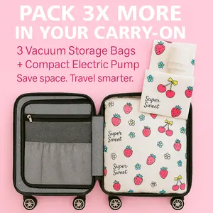 3 Vacuum Storage Bags +Compact Electric Pump | Luggage & Closet Space Saver