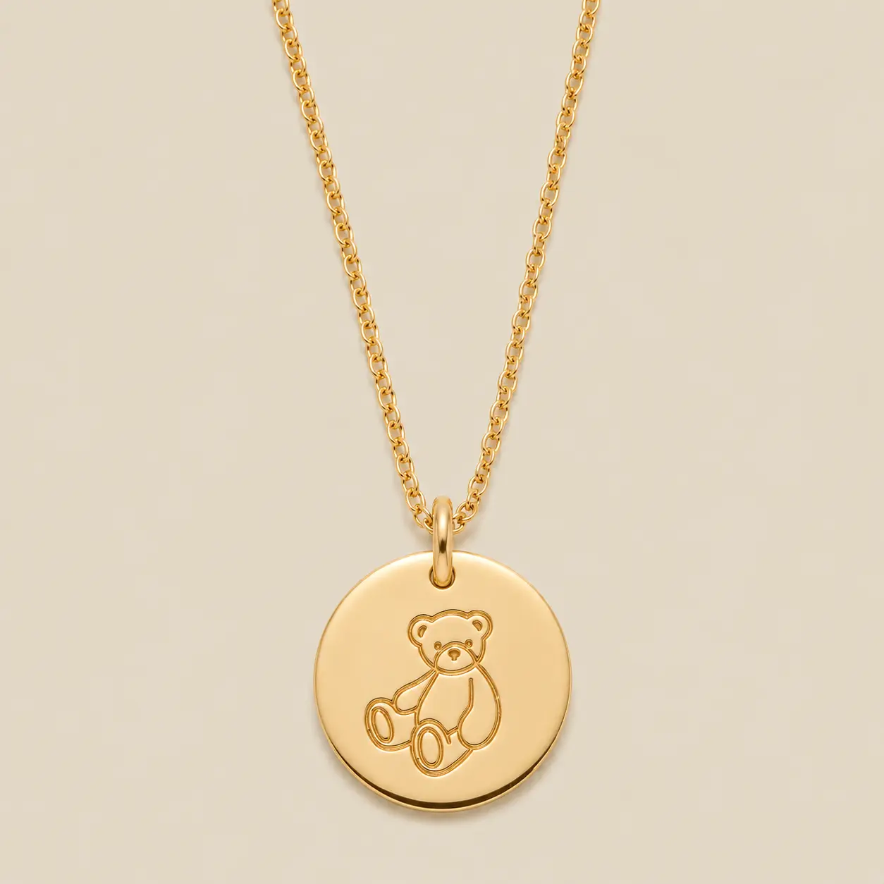 Teddy Bear Disc Necklace