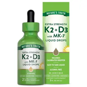 Vitamin D3 + K2 Liquid Drops | with MK-7 | 2 Fl Oz